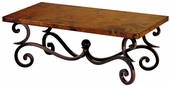 Fountain rectangular Iron Base Coffee Table with Copper Top