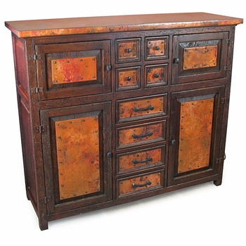 Francisco 4 Door 8 Drawer Credenza with Copper