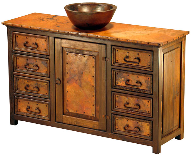 Francisco Old Wood and Copper Sink with Copper Vessel Sink