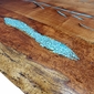 Free Form Mesquite Dining Table with Turquoise Inlay - 7 ft