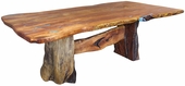 Free Form Mesquite Dining Table with Turquoise Inlay - 8 ft
