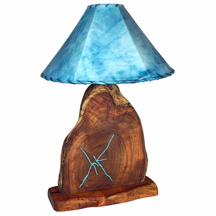 Free Form Mesquite Lamp with Turquoise Inlay