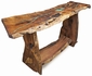 Free Form Slab Mesquite Sofa Table with Turquoise Inlay