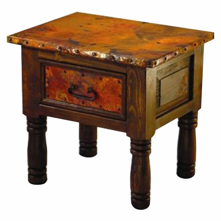 French 1 Drawer End Table with Copper Top