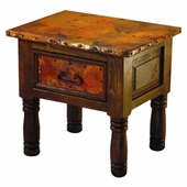 French 1 Drawer End Table with Copper Top
