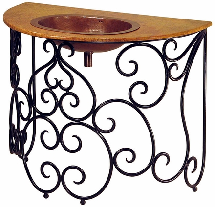 French Sink Vanity with Marble Top and Copper Sink