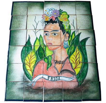 Frida Kahlo Hand Painted Talavera Tile Mural