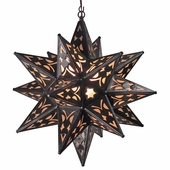 Frosted Glass and Aged Tin Cutout Star Light