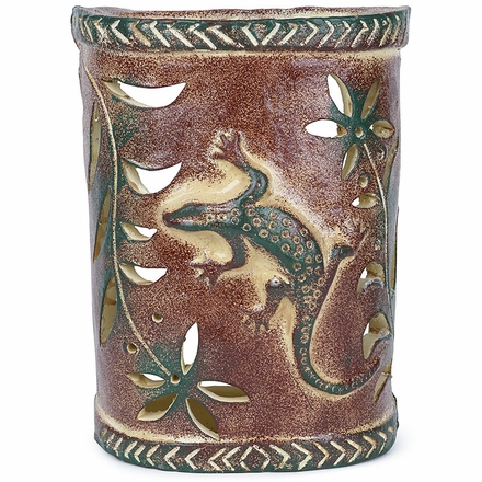 Gecko Lizard Southwest Painted Clay Wall Sconce