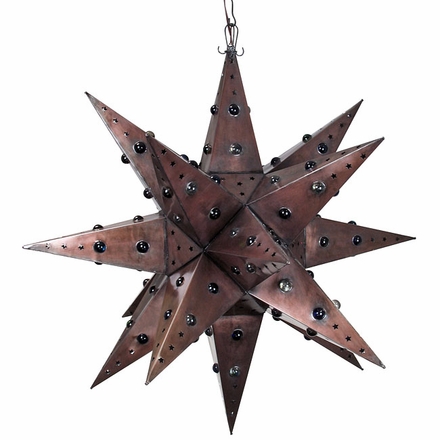Giant Aged Tin Star Light with Marbles - 36