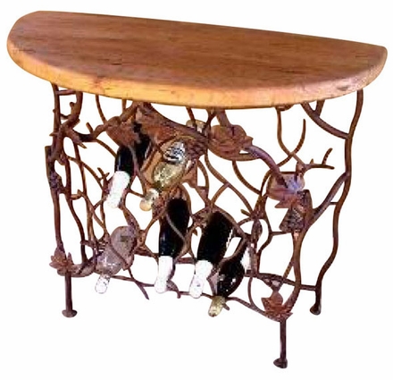 Grape Leaf Wine Console with Wood Top