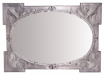 Grayed Tin Oval Mirror