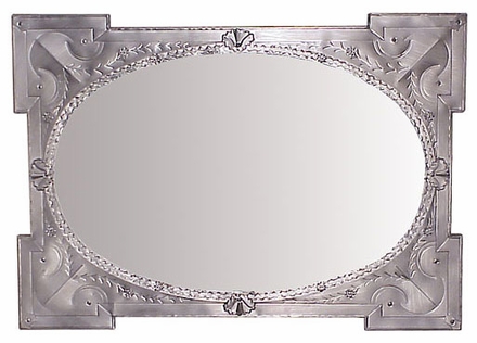 Grayed Tin Oval Mirror