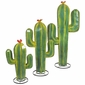 Green Painted Metal Saguaro Cactus Sculptures