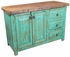 Green Painted Wood Farmhouse Buffet - 2 Doors & 3 Drawers