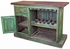 Green Painted Wood Rustic Bar with Wine Rack and Glass Holders