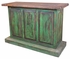 Green Painted Wood Rustic Bar with Wine Rack and Glass Holders