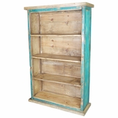 Green Painted Wood Rustic Bookcase