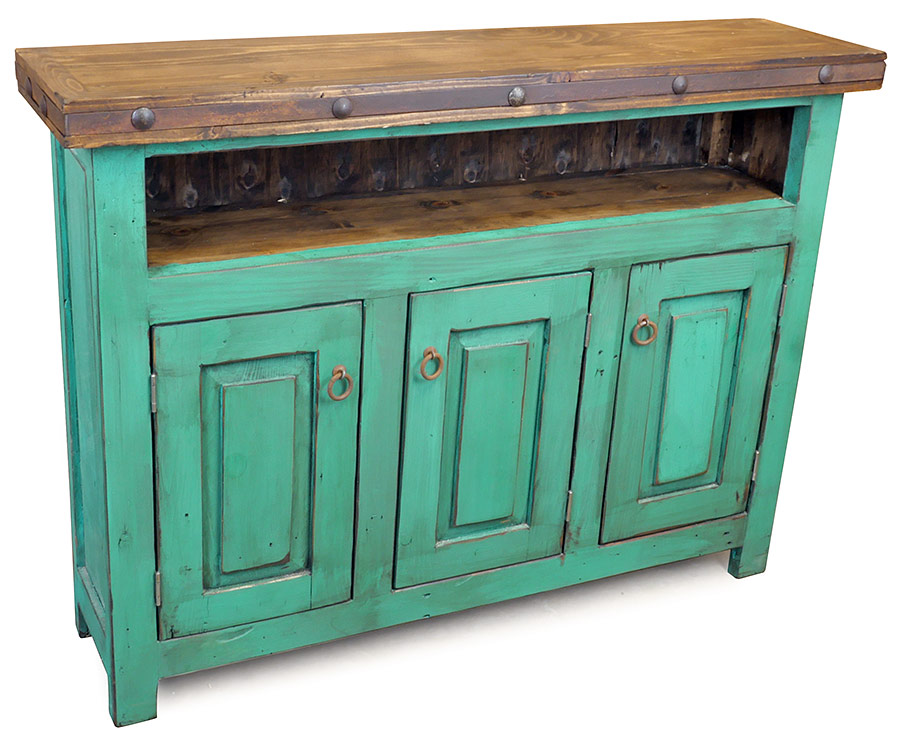 Green Painted Wood Skinny TV Entertainment Console