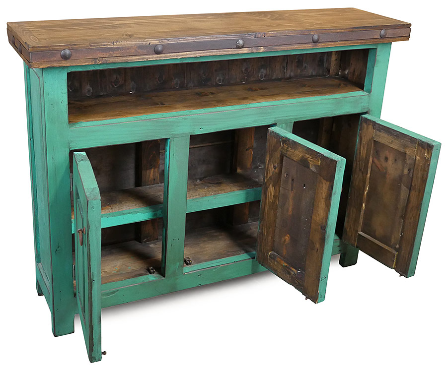 Green Painted Wood Skinny TV Entertainment Console