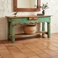Green Painted Wood Sofa Table with Scalloped Edge