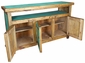 Green Painted Wood TV Console - 3 Doors