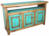 Green Painted Wood TV Console - 3 Doors