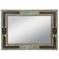 Green Paitina Rustic Wood Mirror With Iron Coat Hooks & Nailheads - 36