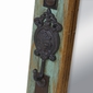 Green Paitina Rustic Wood Mirror With Iron Coat Hooks & Nailheads - 36