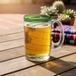 Green Rimmed Mexican Beer Mugs - Set of 4
