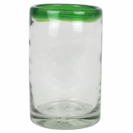 Green Rimmed Mexican Highball Glasses - Set of 4