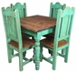 Green Rustic Painted Wood Dining Set - 5 Piece