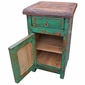 Green Rustic Painted Wood Nightstand with Mesquite Top