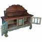Green Rustic Wood Sideboard with Shelf & Backsplash