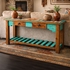 Green Santa Fe Sofa Table with 2 Drawers & Slat Bottom