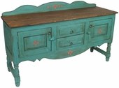 Green Santa Fe Style Buffet with Back Splash