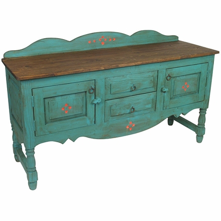 Green Santa Fe Style Buffet with Back Splash