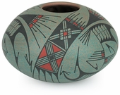 Green Speckled Mata Ortiz Southwest Short Vase