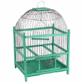Green Wooden Bird Cage - Round Top