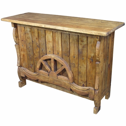 Half Wagon Wheel Rustic Wood Bar