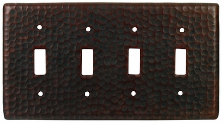 Hammered Copper Quad Toggle Switchplate