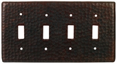 Hammered Copper Quad Toggle Switchplate