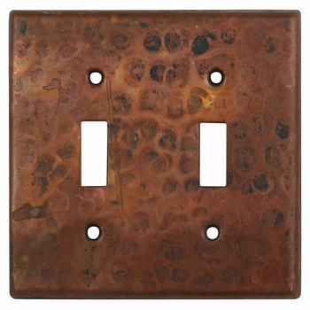 Hammered Copper Switchplate - Double Toggle
