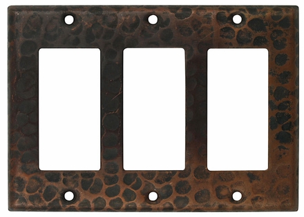 Hammered Copper Triple Rocker Switchplate