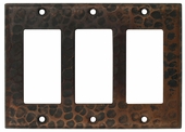 Hammered Copper Triple Rocker Switchplate