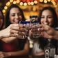 Hand Blown Blue Rimmed Shot Glasses - Set of 4