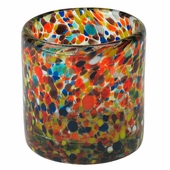 Hand Blown Confetti Rocks Glass - Set of 4