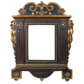 Hand Carved Painted Frame with Shelf