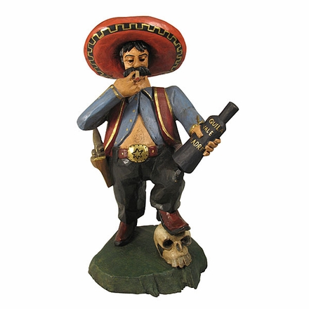 Hand Carved Painted Wood Pancho Villa Statue