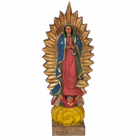Hand Carved Virgin Statue with Rays